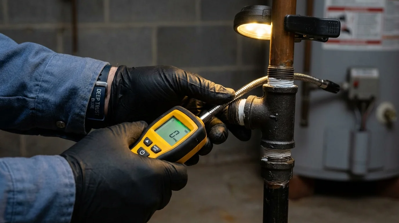 Gas leak detection with electronic sniffer by Johns Plumbing LLC in Longview