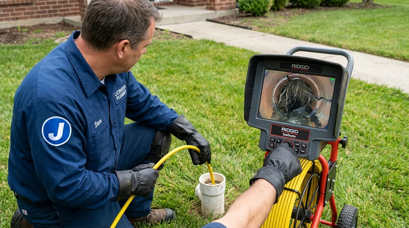 Sewer camera inspection being performed by Johns Plumbing LLC in Longview
