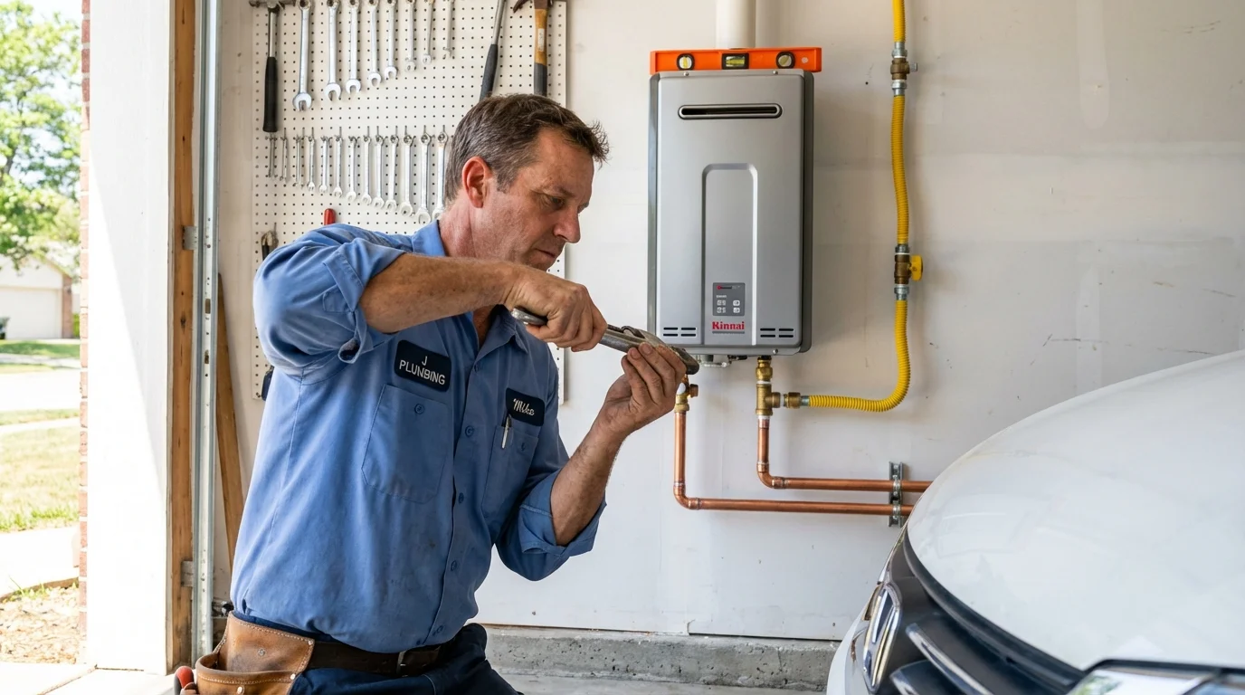 Tankless water heater installation by a Johns Plumbing LLC plumber in Longview